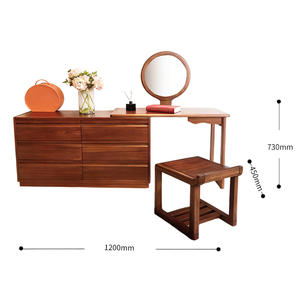 Table de toilette moderne en bois massif de noyer pour chambre à coucher, style nordique, luxe léger, <span class=keywords><strong>coiffeuse</strong></span> avec rangement pour petits appartements - Product Image 2
