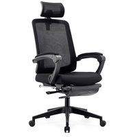 Chaise de bureau ergonomique de gros OEM, chaise de direction pivotante à dossier haut en maille avec repose-pieds