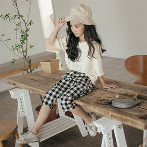 Nuevo Producto, Ropa Infantil de Boutique, Conjunto Casual y Elegante de Camiseta de Algodón para Niñas con Estampado a Cuadros y Pantalones para Niños - Product Image 2