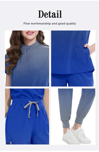 Bán Buôn Ngắn Tay Áo Gradient Màu Giải Phẫu Thiết Kế Y Tế Tẩy Tế Bào Chết Thoải Mái Spandex Bệnh Viện Đồng Phục Cho Nha Khoa Phòng Khám - Product Image 2