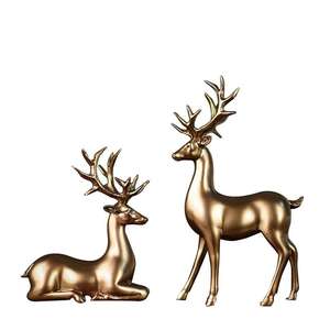 <b>Gold</b> Brass Deer Decor <b>Statues</b> Christmas Reindeer for Home Decor - Product Image 1