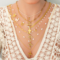 SUMMLY-Collier vintage en acier inoxydable plaqué or 18 ct en forme de croix personnalisé de haute qualité, bijoux tendance, vente en gros