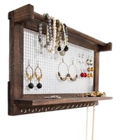 Porte-bijoux mural en bois à deux niveaux pour la présentation en magasin de bracelets et de lunettes Autres articles de bijouterie