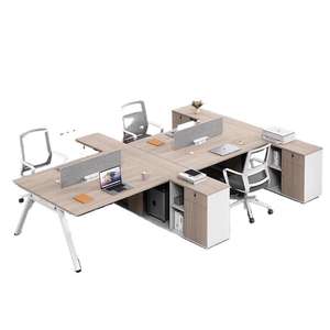 Escritorio de Oficina Moderno con Silla, Combinación para 2-4 Personas, Estructura de Acero, Escritorio Modular para Computadora, Uso Comercial - Product Image 5