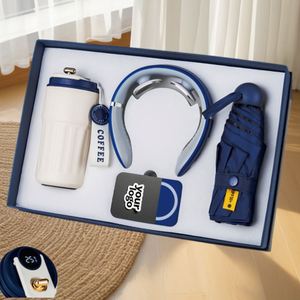 Promotional Coffee Cup+Umbrella+Neck+Power Bank+Massage Equipment Four in One Logo Business Mobile Power <b>Gift</b> <b>Set</b> - Product Image 2