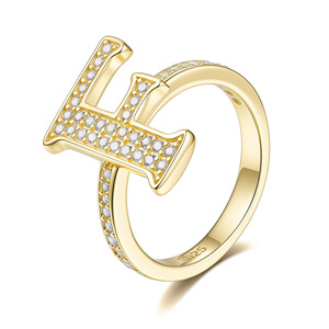 Bague de cocktail de luxe pour femme en moissanite plaqué or 18 carats, lettre D, sertissage pavé, taille brillant rond, micro-incrustation, bijoux - Product Image 4