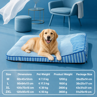 Lit orthopédique rectangulaire pour chien, luxueux, écologique, rayé, respirant, durable, rafraîchissant, confortable, extra large, lavable et protecteur