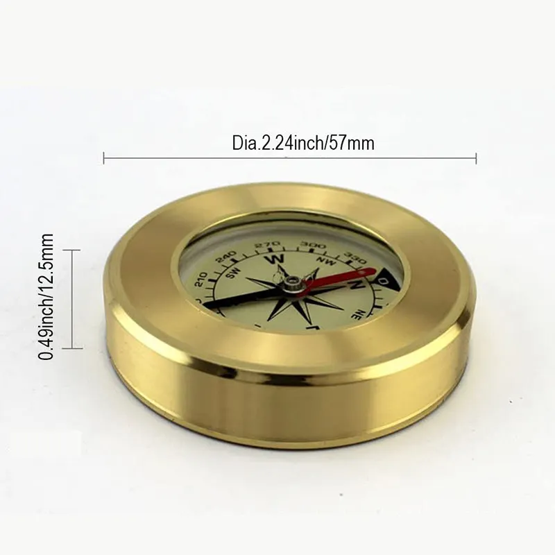 Camping Hiking Portable Brass Pocket Golden Fleeced Back Compass