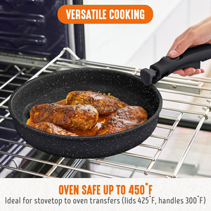 Casseroles de cuisson modernes en métal de haute qualité, antiadhésives, faciles à nettoyer, avec couvercles en verre, poignées amovibles, compatibles lave-vaisselle, four et cuisinière à induction. - Product Image 4