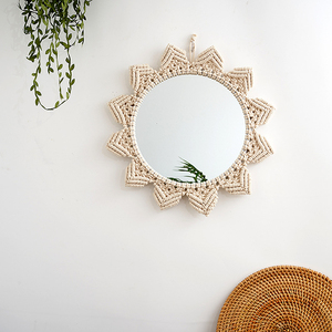 <span class=keywords><strong>Espejo</strong></span> Decorativo <span class=keywords><strong>Redondo</strong></span> de Macramé Acrílico Hecho a Mano <span class=keywords><strong>con</strong></span> Flecos Estilo Boho <span class=keywords><strong>para</strong></span> Apartamento, Sala de Estar, Dormitorio, Cuarto de Bebé, Decoración del Hogar - Product Image 5