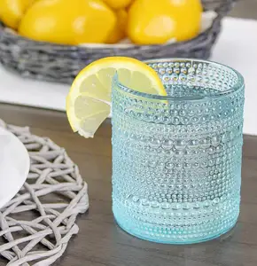 水杯 (12盎司，6pk，蓝色); 用于桌面，酒吧和蜡烛罐的老式饮料玻璃杯