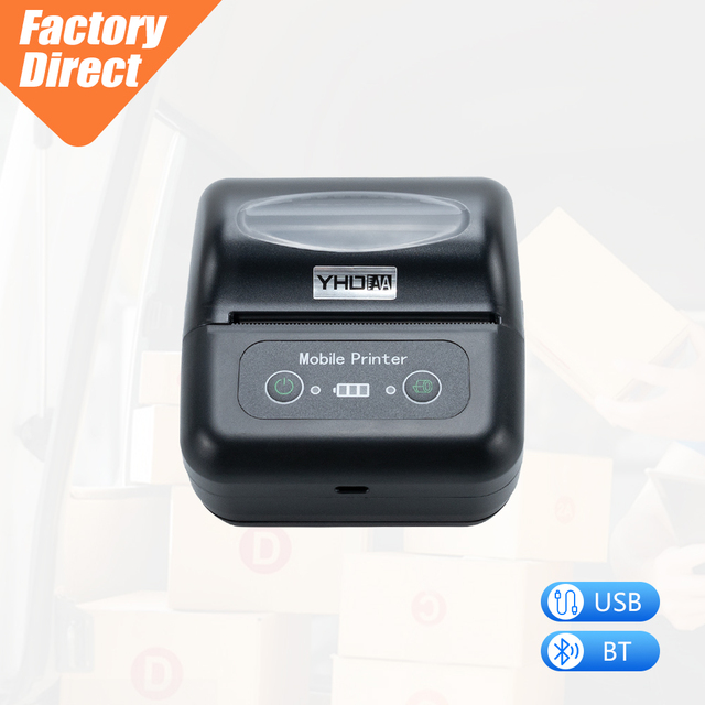 Portable Mini HD Dual Printing 80mm Billing Printer USB BT Direct Thermal Label Receipt Printer for Restaurant, Outdoor Working