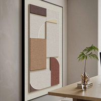 Peinture murale abstraite en relief 3D sculptée, texture moderne minimaliste, silencieuse, encadrée en MDF, en grès, pour restaurant