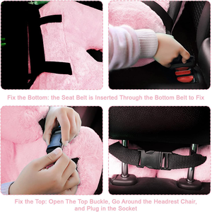 Dormeur tenir amovible en forme de U oreiller adultes enfants pour soutenir la tête corps voiture siège arrière voyages rose voyage en peluche oreiller - Product Image 3