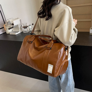 Trendy Unisex PU Leather Fashion Travel <b>Bag</b> Letter Waterproof Wear-Resistant Large Capacity Gym Business <b>Trip</b> Luggage Zipper - Product Image 6