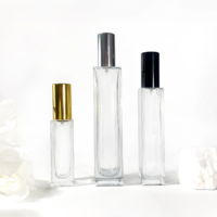 Atomiseur en verre de forme rectangulaire rechargeable mince sur mesure 30ml 50ml 100ml bouteille de parfum en verre de jet