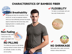 En Stock impresión personalizada antiarrugas antibacteriano respetuoso con el medio ambiente de gran tamaño 95% bambú 5% Spandex tela a granel camiseta en blanco - Product Image 2