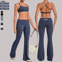 Nouvel Arrivage Ensemble de Yoga pour Femme 2 Pièces : Soutien-gorge de Sport Rembourré à Bretelles Croisées et Leggings Évasés à Taille Relevée, Couleur Unie, Respirant, Tenue de Fitness