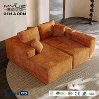 Canapé modulable moderne en tissu compressé pour salon, petit appartement, pliable au sol, double usage, garni d'éponge, ensemble en velours côtelé, canapé paresseux