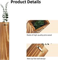 4 pièces de jardinières murales modernes en bois brun, style bohème, à motif vertical rectangulaire, personnalisables, pour intérieur, avec fausse verdure, pour salle de bain, anniversaire