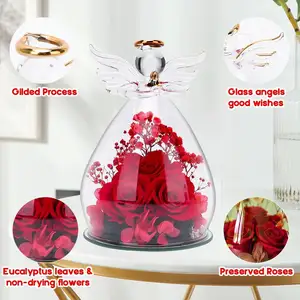 Angel statue gift eternal rose gift rose glass Christmas Mothers Valentines Day gift for ladies mom grandma wife Thanksgiving