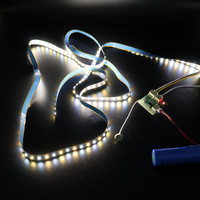 Bande lumineuse LED à piles 3,7 V rechargeable, activée par capteur, autocollante, découpable, flexible