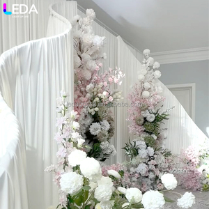 LEDA Weddings & Events Supplies New Arrival Modern White Wavy Metal Curtain Arch <b>Backdrop</b> - Product Image 4