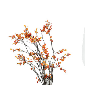 Branches de feuilles d'automne artificielles en tissu de soie rouge et orange pour la décoration de mariage, de la maison et du plafond - Product Image 5