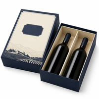 Boîte cadeau personnalisée double bouteille avec boîte en carton pour vin et insert de séparation, structure de plateau d'emballage de détail
