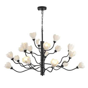 Lampu gantung minimalis, lampu gantung bunga magnolia, perlengkapan lampu pedesaan untuk ruang makan ruang tamu dapur