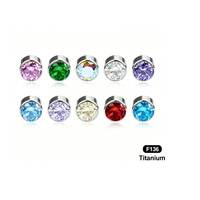 Piercing Labret Getta Top Fashion en Titane ASTM-136 avec Zircon, Style Classique, Bijou de Corps, Boucle d'Oreille Piercing Or avec Pierre Précieuse
