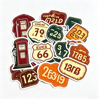 Autocollants vintage Haoxuan pour station-service, en PVC blanc, graphiques rétro de pompes et panneaux routiers, mat, imperméables, découpés à la forme