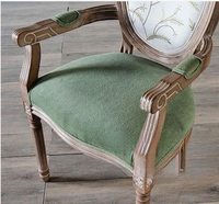 Chaise en tissu de couleur antique Meubles de salle à manger en bois de caoutchouc massif Chaises de salle à manger Chaises de salle à manger en bois au design vintage