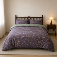Ensemble de literie en coton percale 100% à motif végétal, 4 pièces, 300 fils, nouveau design, écologique, utilisable toute l'année, avec drap plat