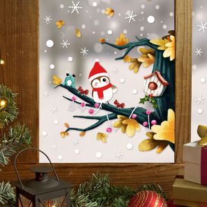 Ensemble d'autocollants de fenêtre de Noël avec hiboux mignons et branches enneigées, 27 cm, décorations festives pour la maison, les vitrines de magasins, les fournitures de fête de Noël - Product Image 4