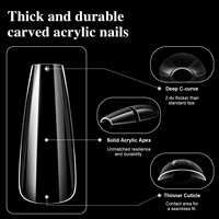 Capsules d'Amandes d'Amandes Françaises, 20 Tailles, Arc Courbé, Couverture Complète, Faux Ongles, Faux Ongles, Conception de Doigt Carré