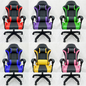 Chaise de jeu ergonomique pivotante en cuir PU coloré personnalisable pour le bureau et le gaming, avec fonction massage et bascule - Product Image 1