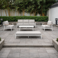 Ensemble de canapés de patio en aluminium pour véranda, résistant aux intempéries, pour usage extérieur, 7 pièces