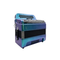 Accordéon diatonique professionnel JB3412C, 34 boutons, 12 basses, 3 registres, corps vert caméléon, grille noire argentée