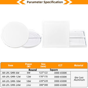 Chiếu sáng trong nhà văn phòng nhà 6W 12W 18W 24W Đèn trần bề mặt gắn vòng <span class=keywords><strong>LED</strong></span> bảng điều chỉnh đèn - Product Image 4