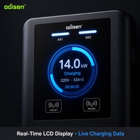 Nouveau chargeur AC pour véhicules électriques 14 kW Type 2 double prise 2x32A mural avec écran LCD RFID IP54 pour hôtels et immeubles de bureaux