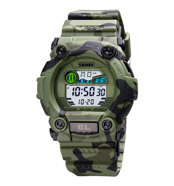Wholesale Sport Outlook Army Green Camouflage Children Digital Watch for Kids