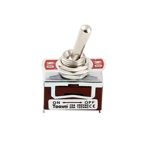 Toowei Toggle Switch Small Manually 2 Position 12mm ON-OFF 20A 250VAC Solder Terminal Momentary Rocker Switch T701AU