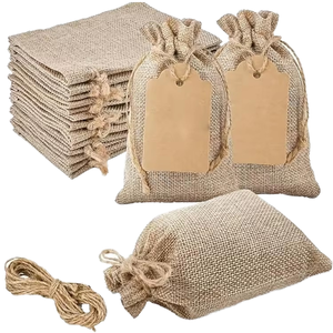 Sac en jute naturel de petite taille, écologique, réutilisable, sac de rangement et d'emballage en toile de jute, prix bas, fabriqué au Bangladesh - Product Image 1