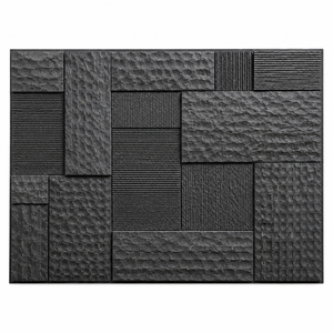 Panneau mural extérieur en pierre noire texturée, revêtement décoratif en ardoise, revêtement moderne pour jardin - Product Image 1