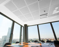 Panneau de plafond acoustique décoratif en acier galvanisé perforé, imperméable, résistant au feu, à trous carrés, artistique