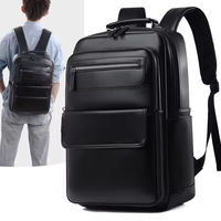Sac à dos pour ordinateur portable en PU de qualité supérieure, plusieurs poches frontales et surface lisse, idéal pour les sorties quotidiennes et les courts séjours