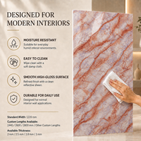Panneau mural en PVC brillant MORLENX Rose Beige Marble Vein UV pour projet résidentiel de luxe