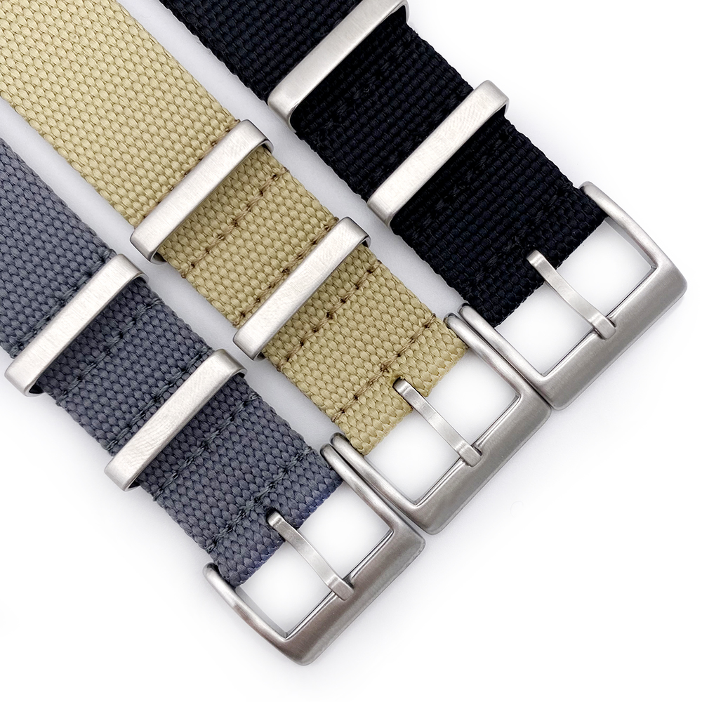 New Custom One Piece Cotton Watch Band Belt Fashion Grey 20mm 22mm Fabric Nylon Hemp Sailcloth Watch Straps