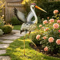 Statue de héron colorée en fer forgé résistante aux intempéries, faite à la main, pour aménagement paysager de jardin